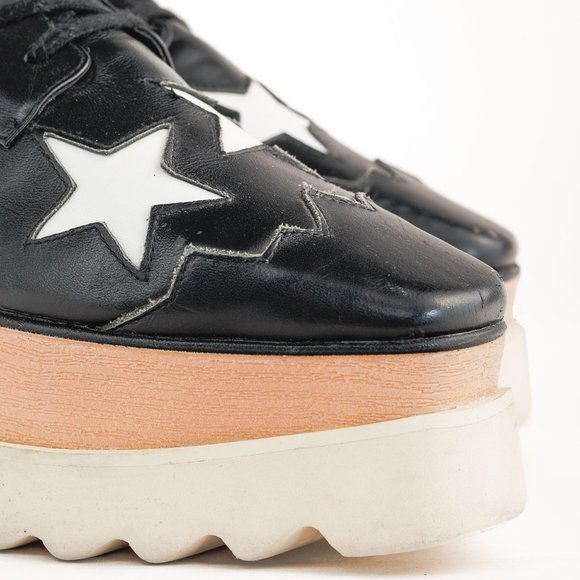 Stella McCartney Black White Star Vegan Elyse Platform Derby Shoes, Size 5 - Picture 7 of 10